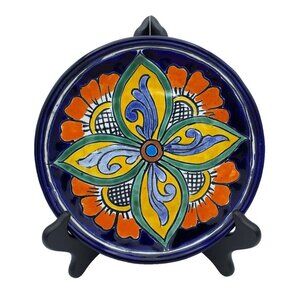 Mexican Folk art Pottery Decorative Wall Plate 7.5" Hand Painted
